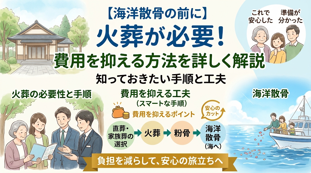 【海洋散骨の前に】火葬が必要！費用を抑える方法を詳しく解説