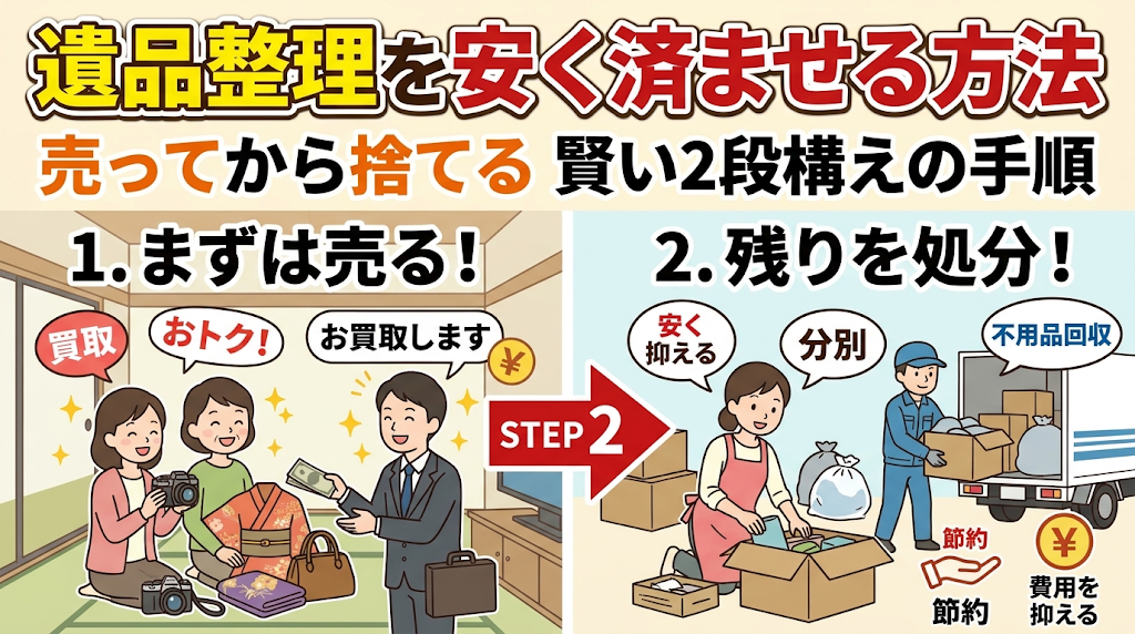 遺品整理を安く済ませる方法｜売ってから捨てる賢い2段構えの手順