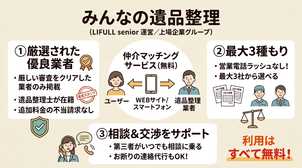 みんなの遺品整理は何ができるか、サービスの概要