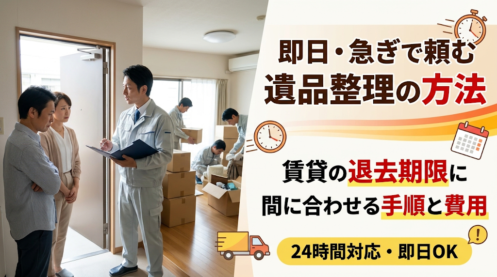 遺品整理を即日・急ぎで頼む方法｜賃貸の退去期限に間に合わせる