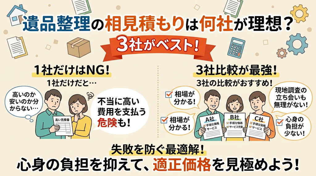 遺品整理の相見積もりは３社が理想